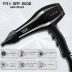 VEGA Professional Pro Dry 2000 Hair Dryer with Diffuser - Black (VPVHD-13) - Image 2