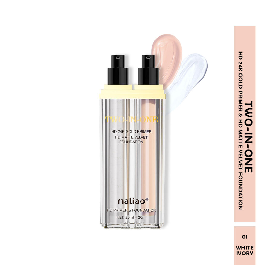 Maliao 2-IN-1 HD 24K Gold Primer & Matte Velvet Foundation - Ultimate Radiance for Face Makeup - WHITE IVORY 385 - image…