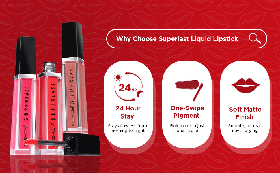 ME-ON SuperLast 24H Matte Liquid Lipstick features