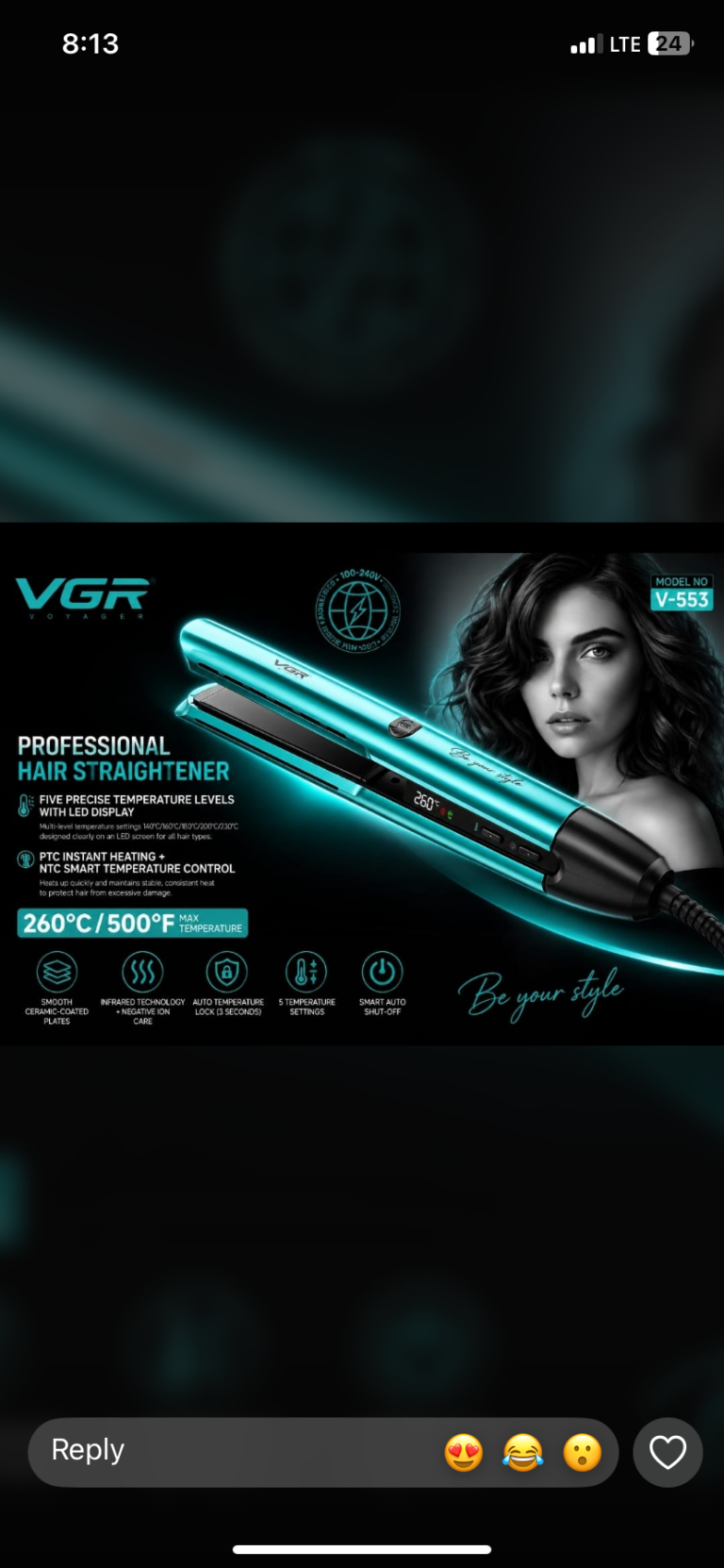 VGR V-553 Professional Hair Straightener 260°C 5 Heat Settings